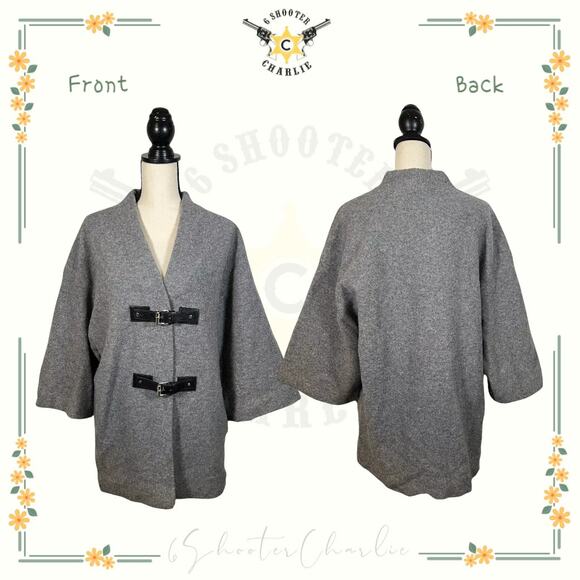 MICHAEL MICHAEL KORS Womens Size Small Gray 100% Wool Jacket Double Buckles - Picture 1 of 9